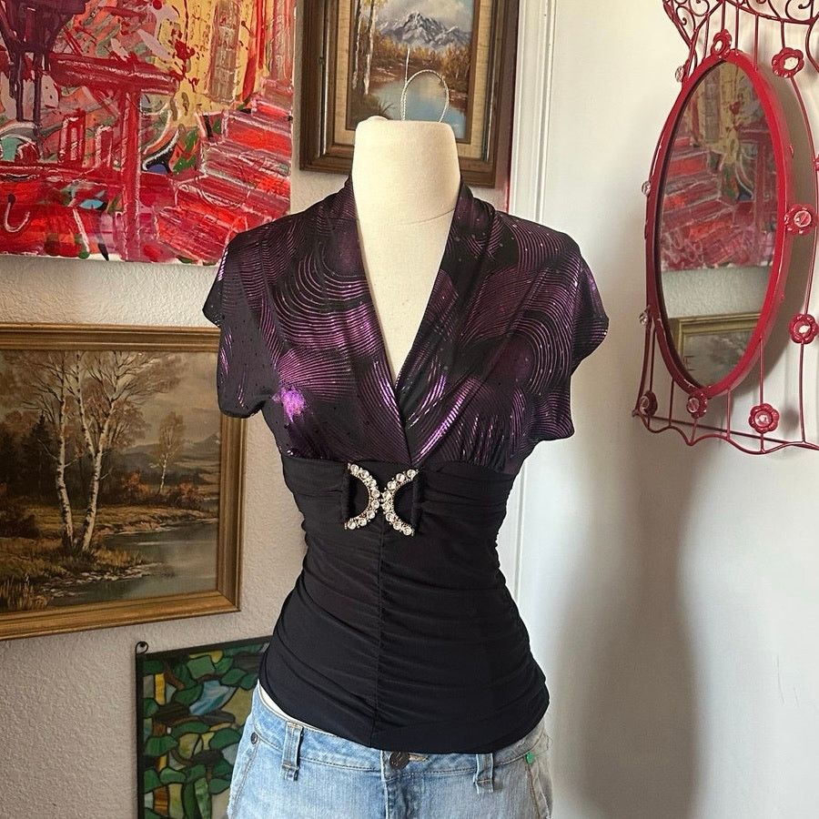 Other celine by champion purple black corset blouse Size M / US 6-8 / IT 42-44 - 1 Thumbnail