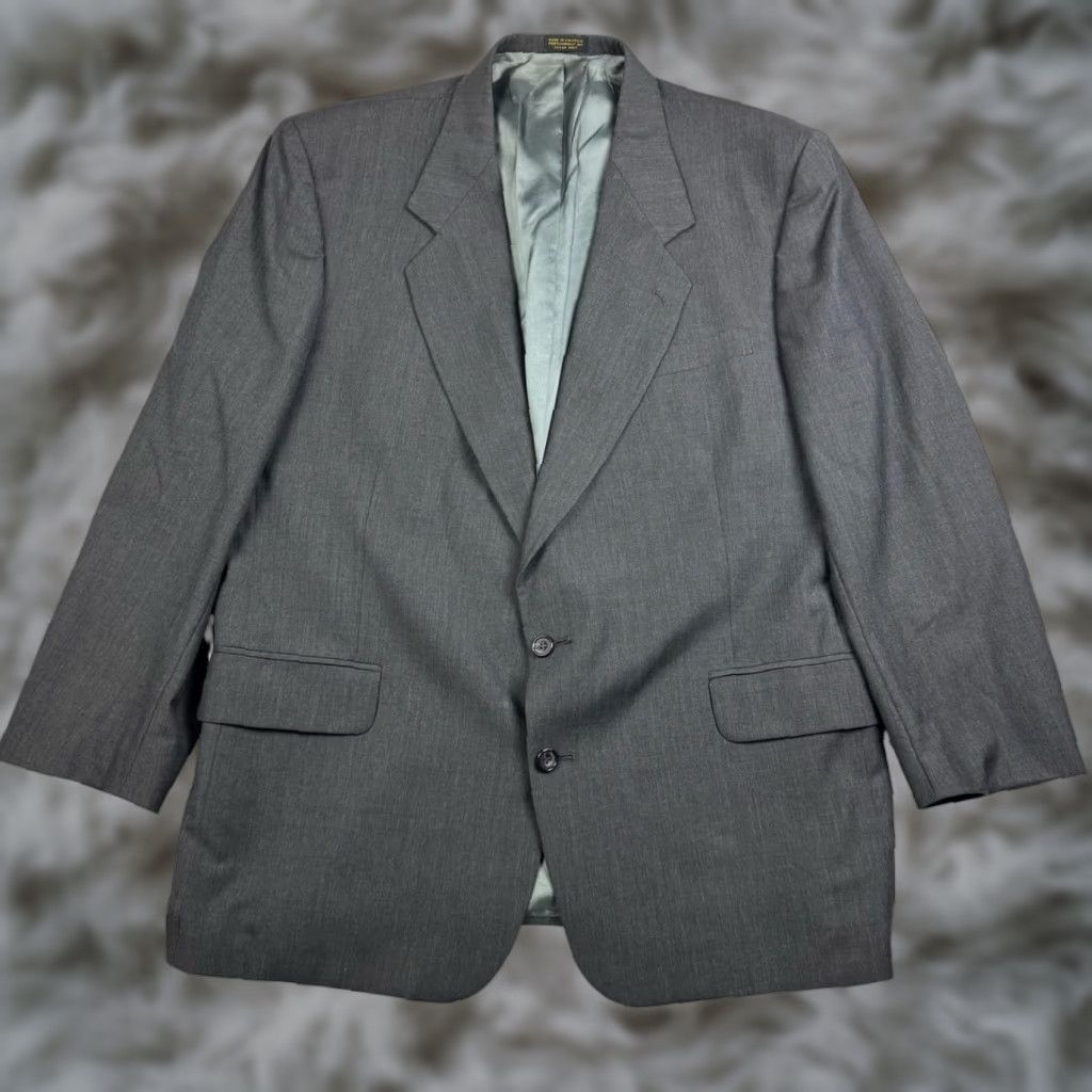 Oscar De La Renta Oscar de la Renta Blazer Jacket Wool 2-Button Gray 46R Mens Regular Notch Lapel Vintage: No Size 46R - 1 Thumbnail