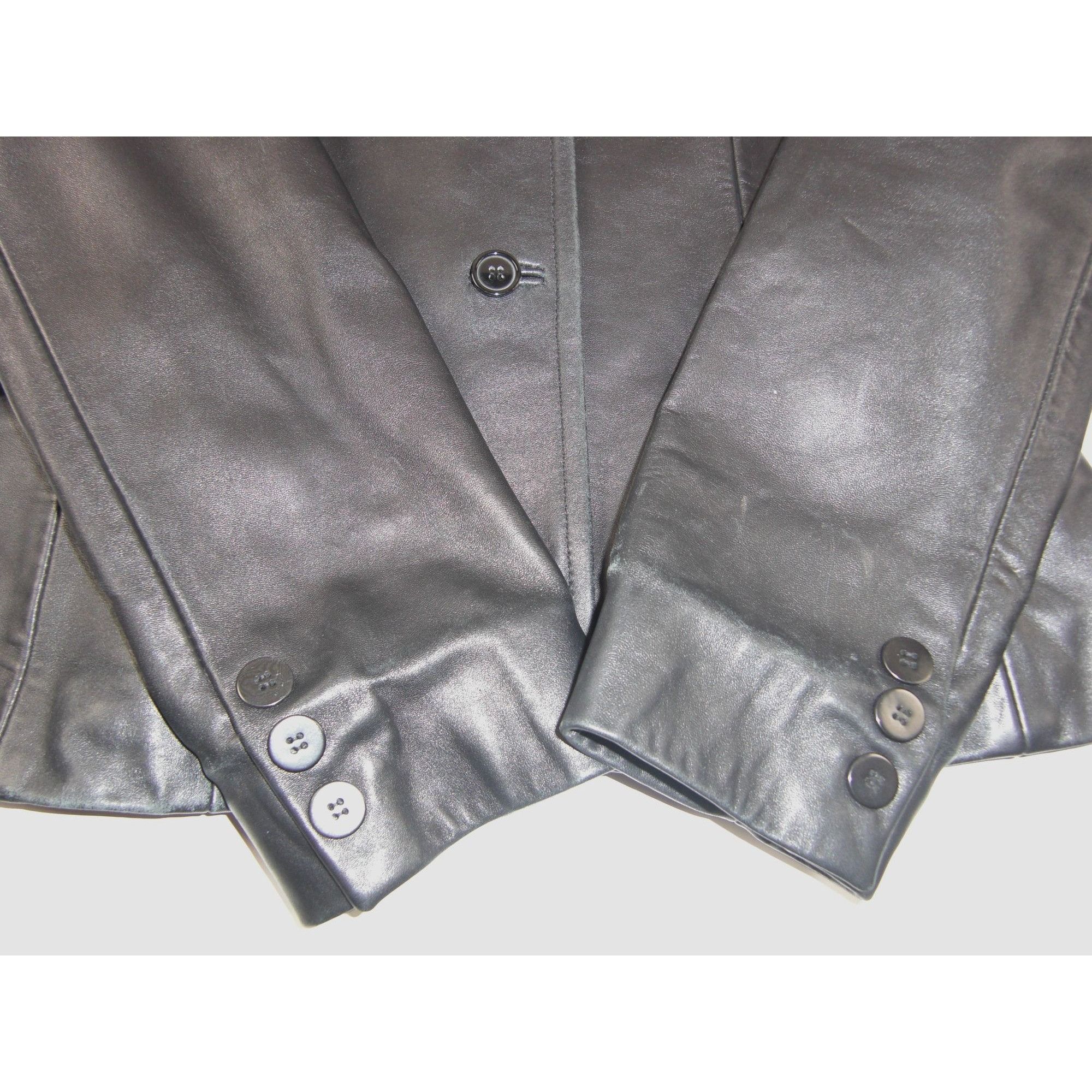 Other Leather Jacket Women’s Size M Soft Lambskin Collared Black Z Size M / US 6-8 / IT 42-44 - 7 Thumbnail