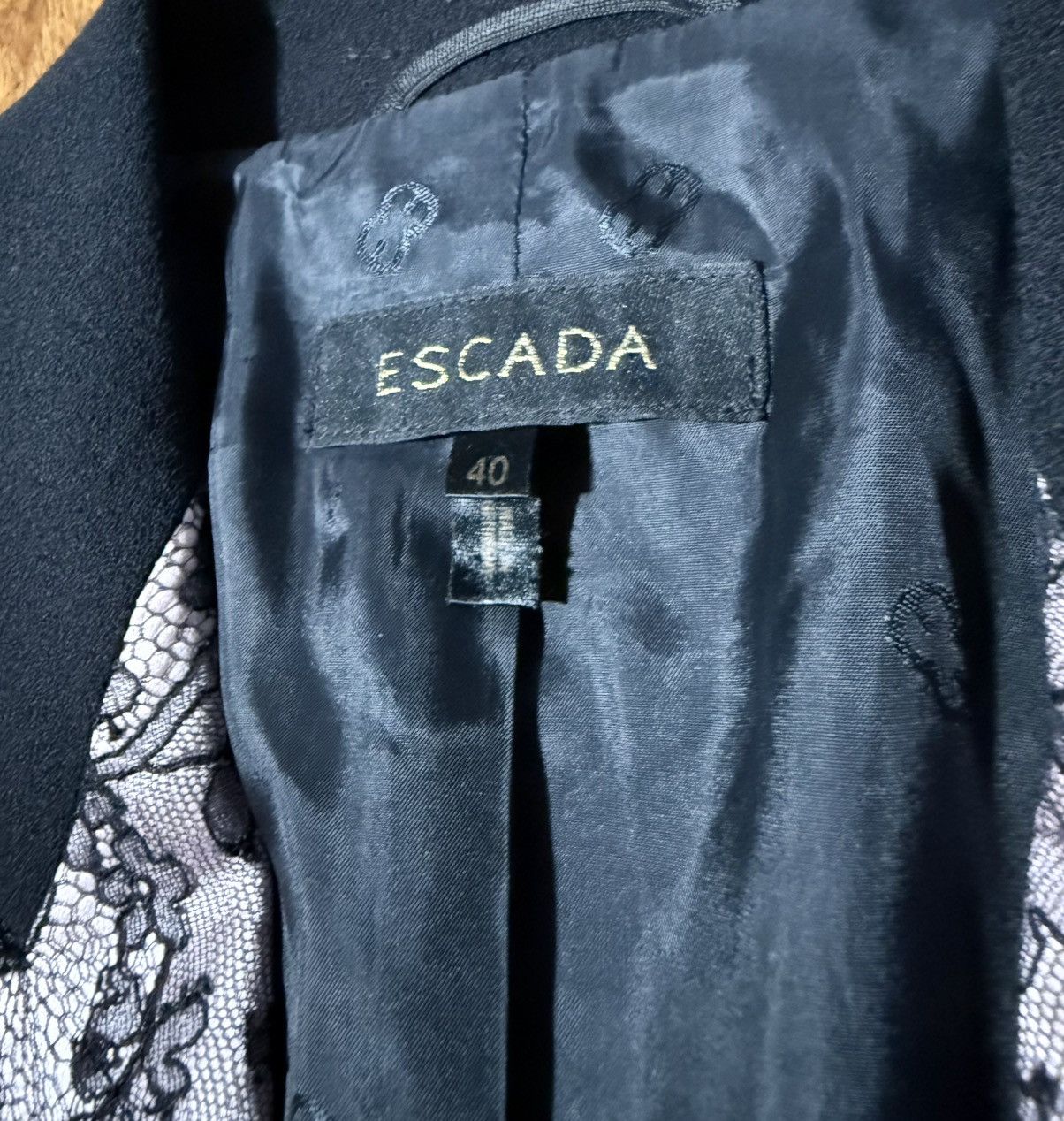 Escada Vintage ESCADA Blazer Jacket Wool Black Lingerie 40 Size M / US 6-8 / IT 42-44 - 3 Thumbnail