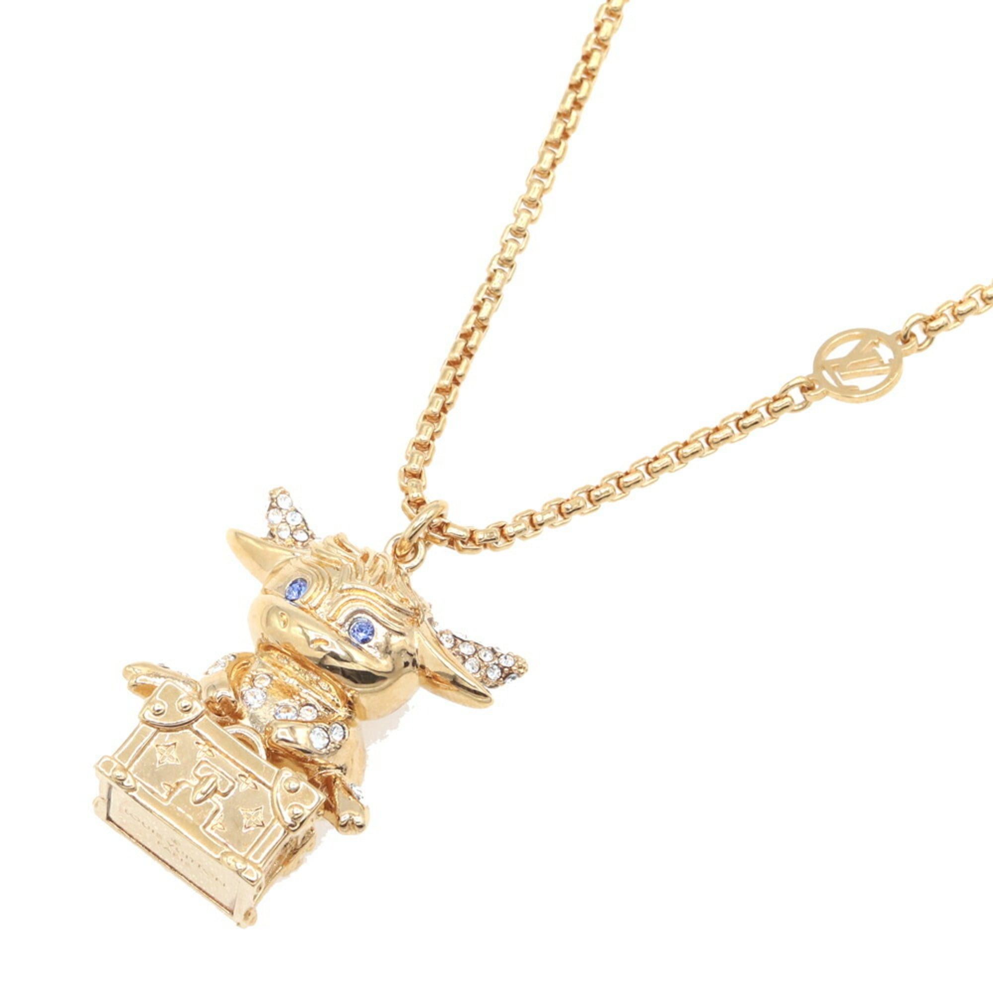 Louis Vuitton Louis Vuitton Necklace M80271 Gold Metal Rhinestone Pendant Long Chain Women's LOUIS VUITTON Size ONE SIZE - 1 Thumbnail