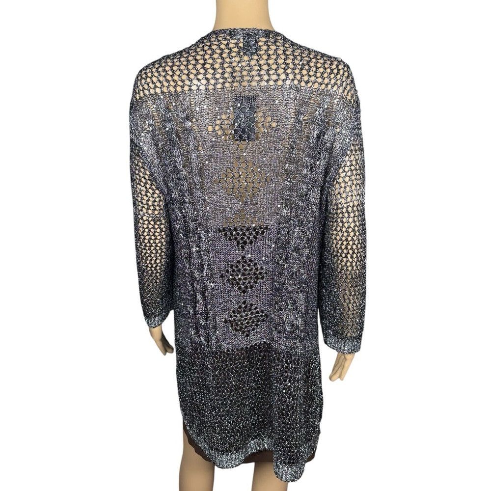 Other NWT New Lauren Michelle Silver Sparkle Cable Knit Cardigan Size 3XL / US 20-22 - 4 Thumbnail