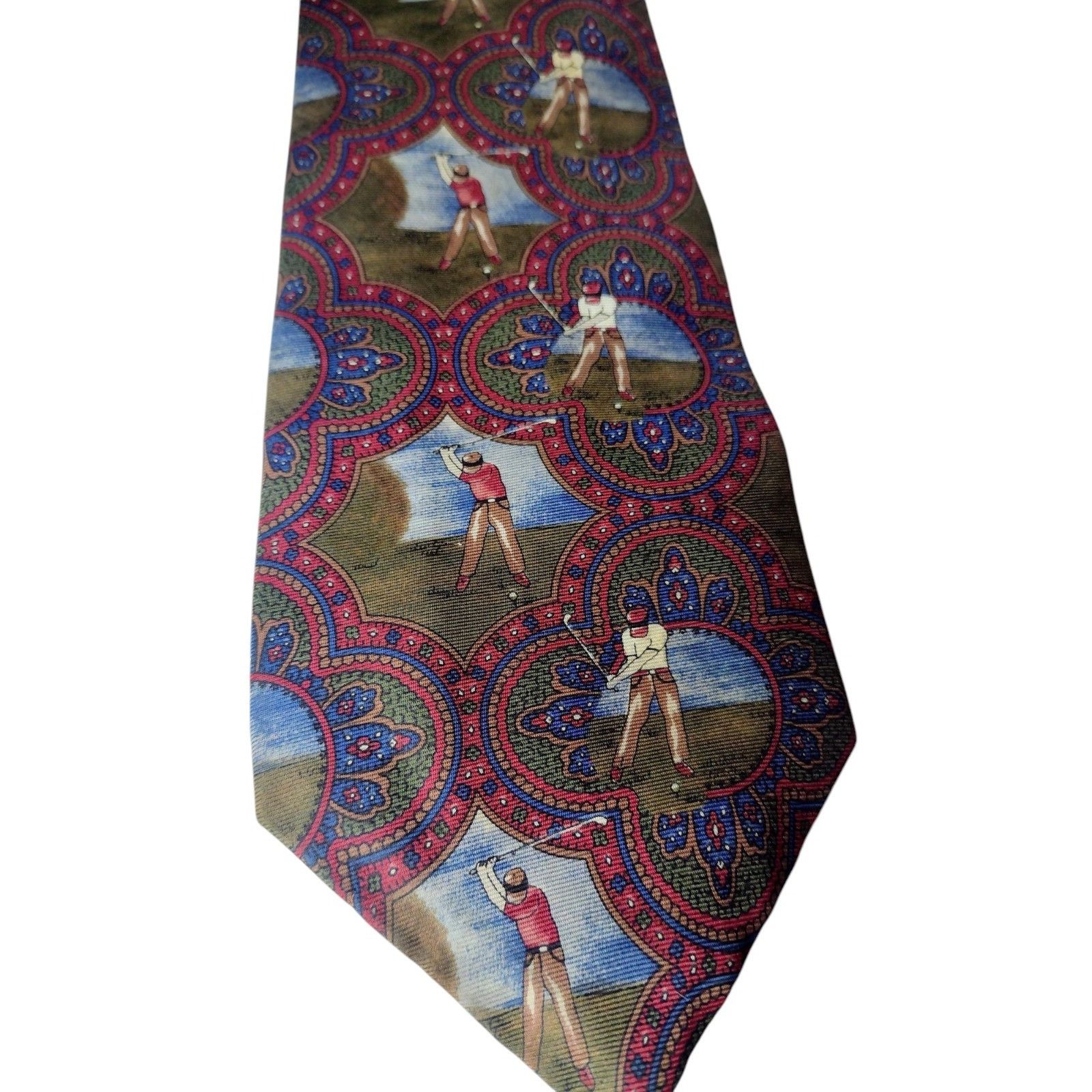 Vintage Spencer & Lowe Silk Golf Necktie Vintage USA Business Preppy Size ONE SIZE - 2 Thumbnail