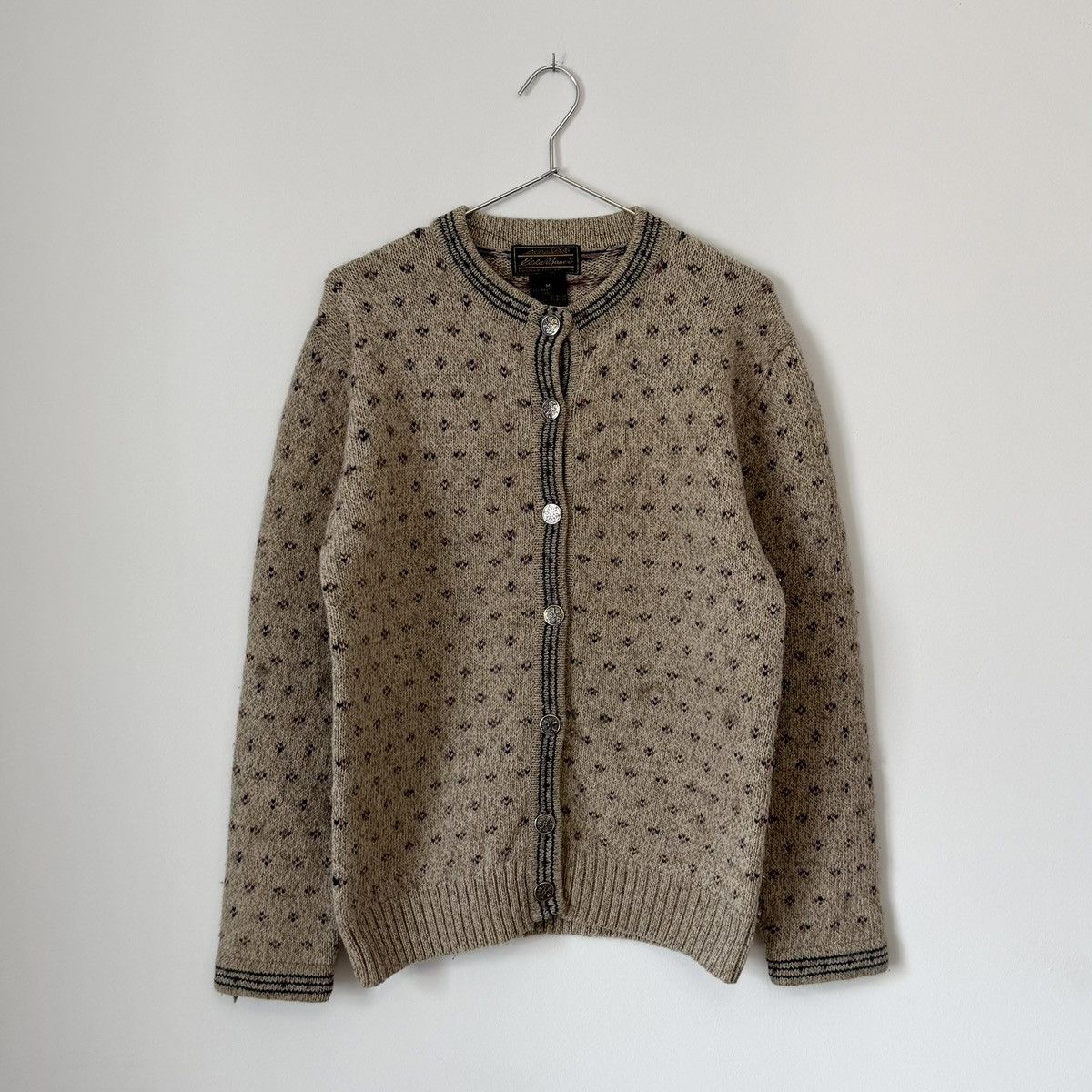 Eddie Bauer Vtg 1990s Eddie Bauer Patterned Wool Knit Cardigan Sweater Size US S / EU 44-46 / 1 - 2 Thumbnail