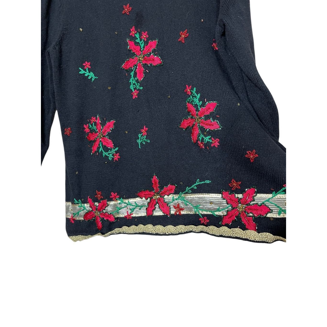 Other Vintage Ugly Christmas Sweater Designers Originals Studio Poinsettas L Size L / US 10 / IT 46 - 3 Thumbnail