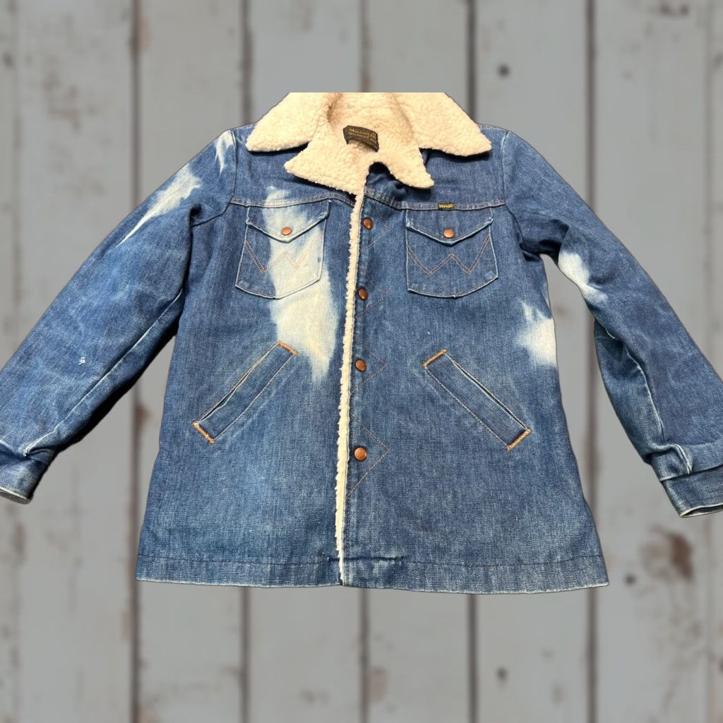 Wrangler VINTAGE Wrangler Denim Chore Jacket Sherpa Lined Casual Coat M Blue 80s Mens Size US M / EU 48-50 / 2 - 1 Thumbnail