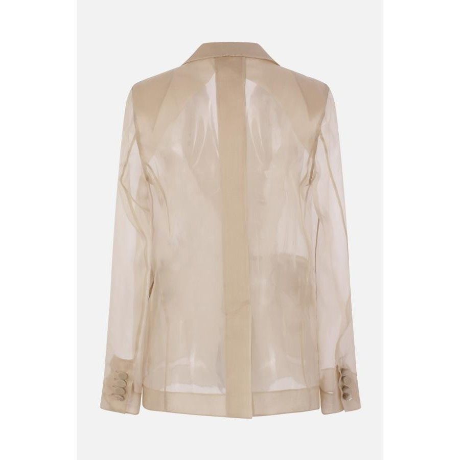 Max Mara MAX MARA Sand Silk Organza Double-Breasted Jacket New & Auth Size L / US 10 / IT 46 - 2 Thumbnail