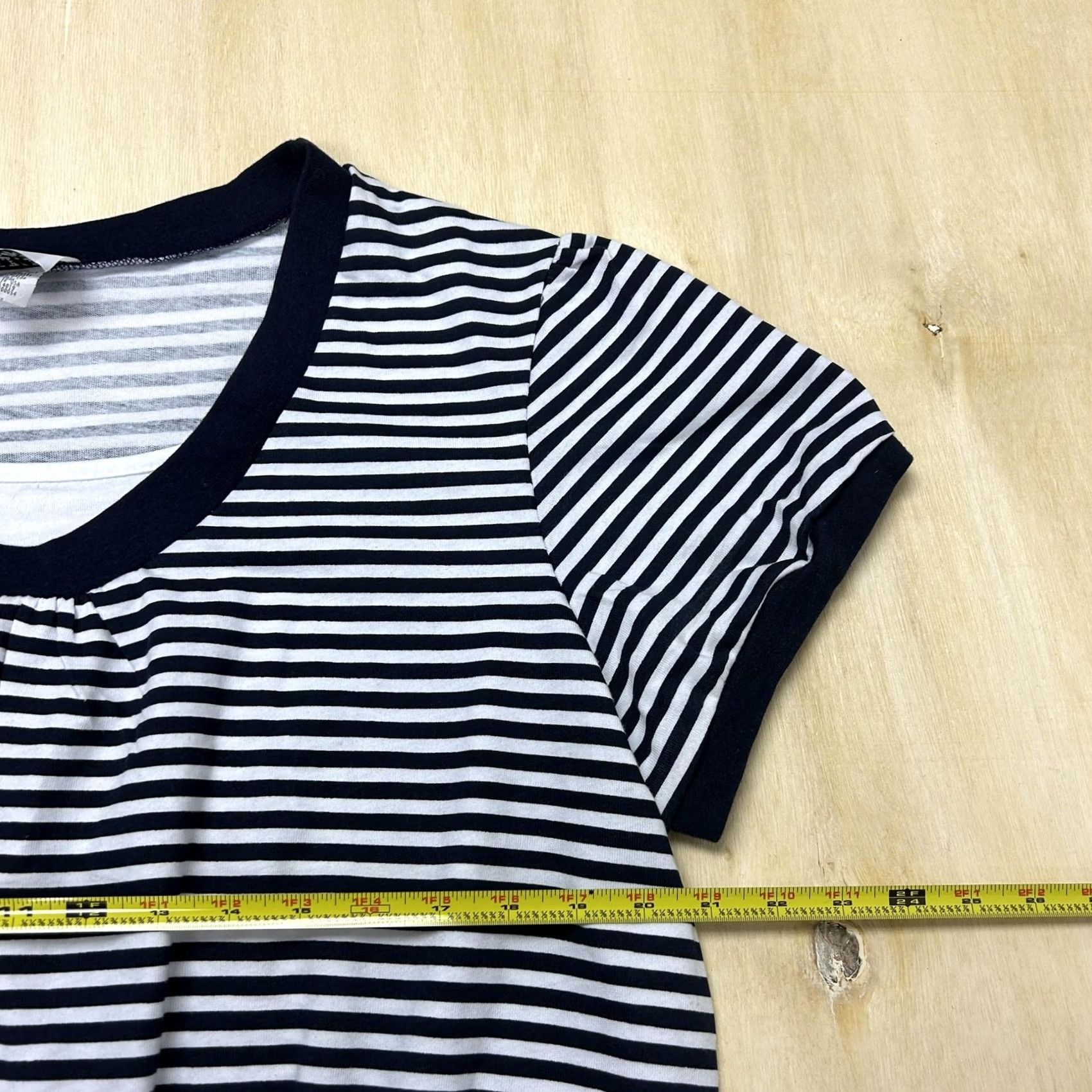 Vintage Spoiled Rotten U.S.A. Shirt Womens 1X Blue Stripe Short Sleeve V Neck Size XL / US 12-14 / IT 48-50 - 6 Thumbnail