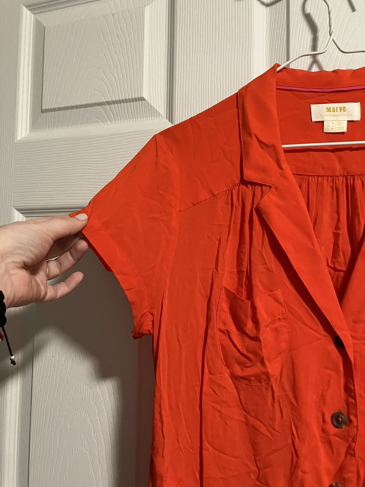 Anthropologie Anthropologie “Maeve” Collared Button Down Tie-Waist Blouse Size L / US 10 / IT 46 - 9 Thumbnail