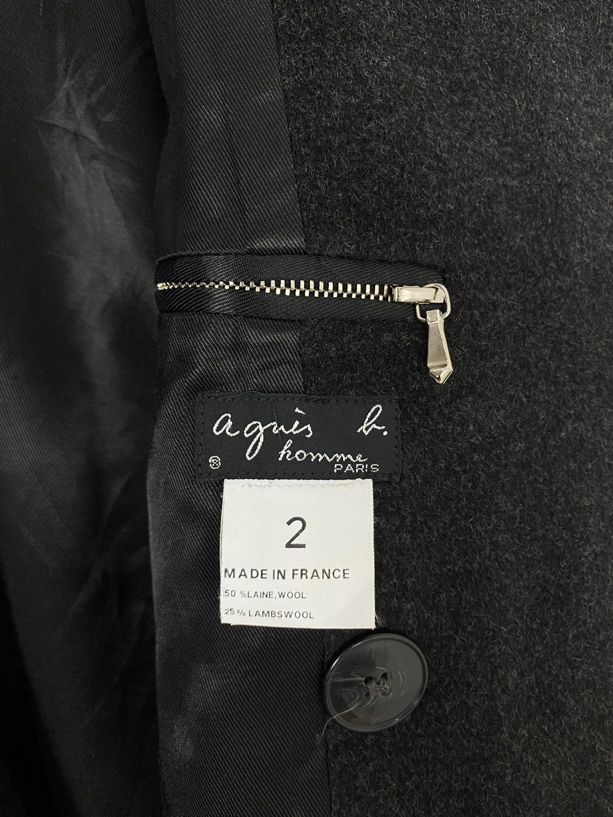 agnes b. Rare‼️ Vtg Agnes B Homme Double Breasted Wool Coat France Size US M / EU 48-50 / 2 - 8 Thumbnail