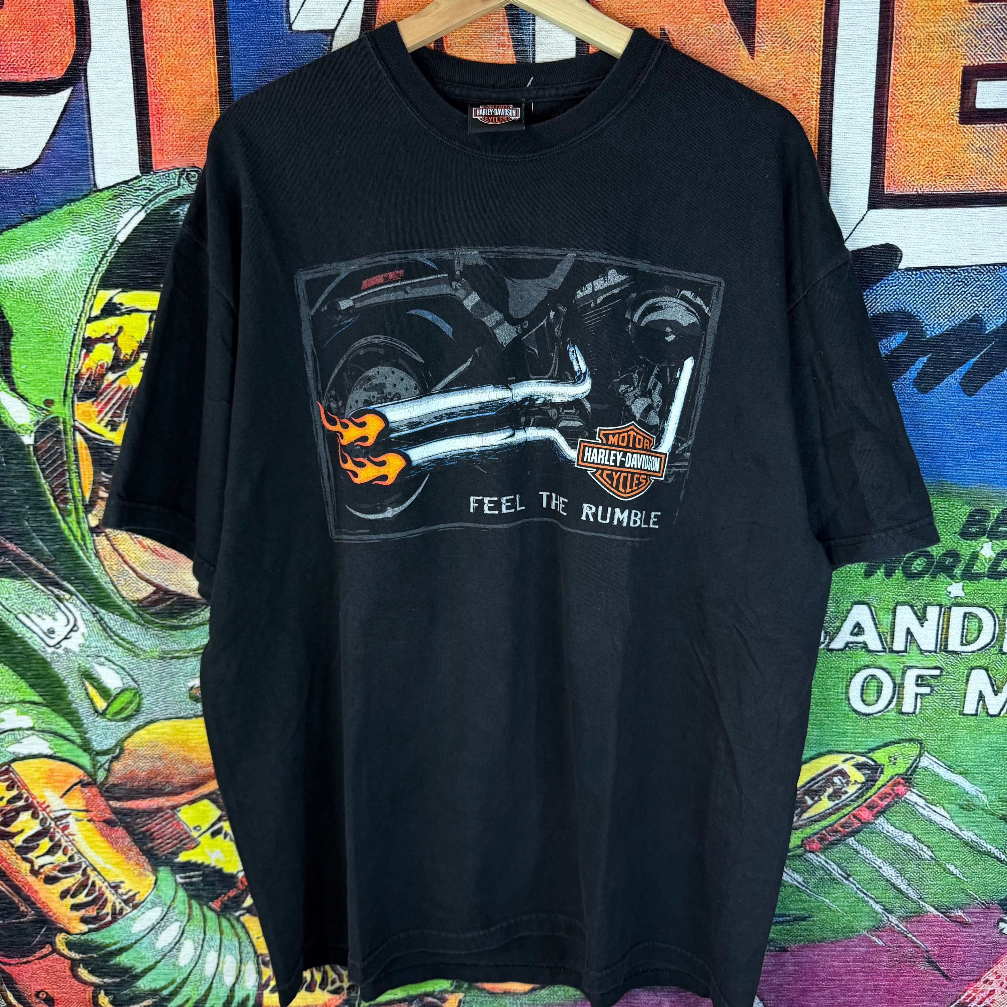 Harley Davidson Y2K Harley-Davidson Walton Beach Florida Feel The Rumble Tee Size US XL / EU 56 / 4 - 1 Thumbnail