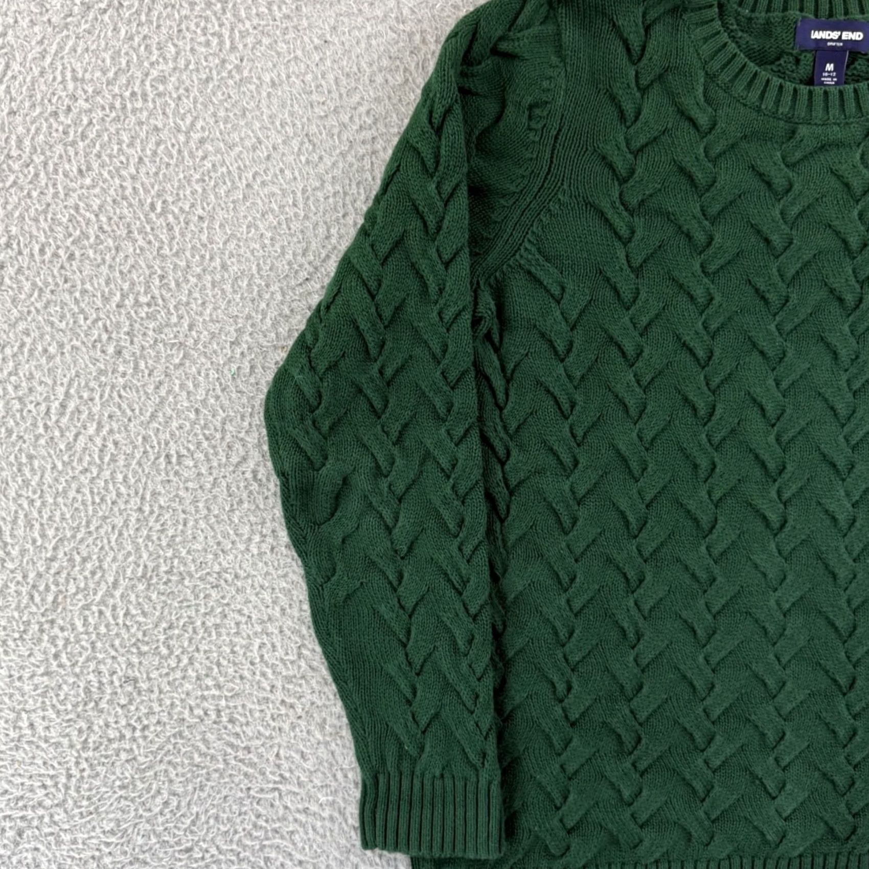 Lands' End Lands' End Drifter Sweater Women's M Green Long Sleeve Cable Knit Preppy Pullover Size M / US 6-8 / IT 42-44 - 4 Thumbnail