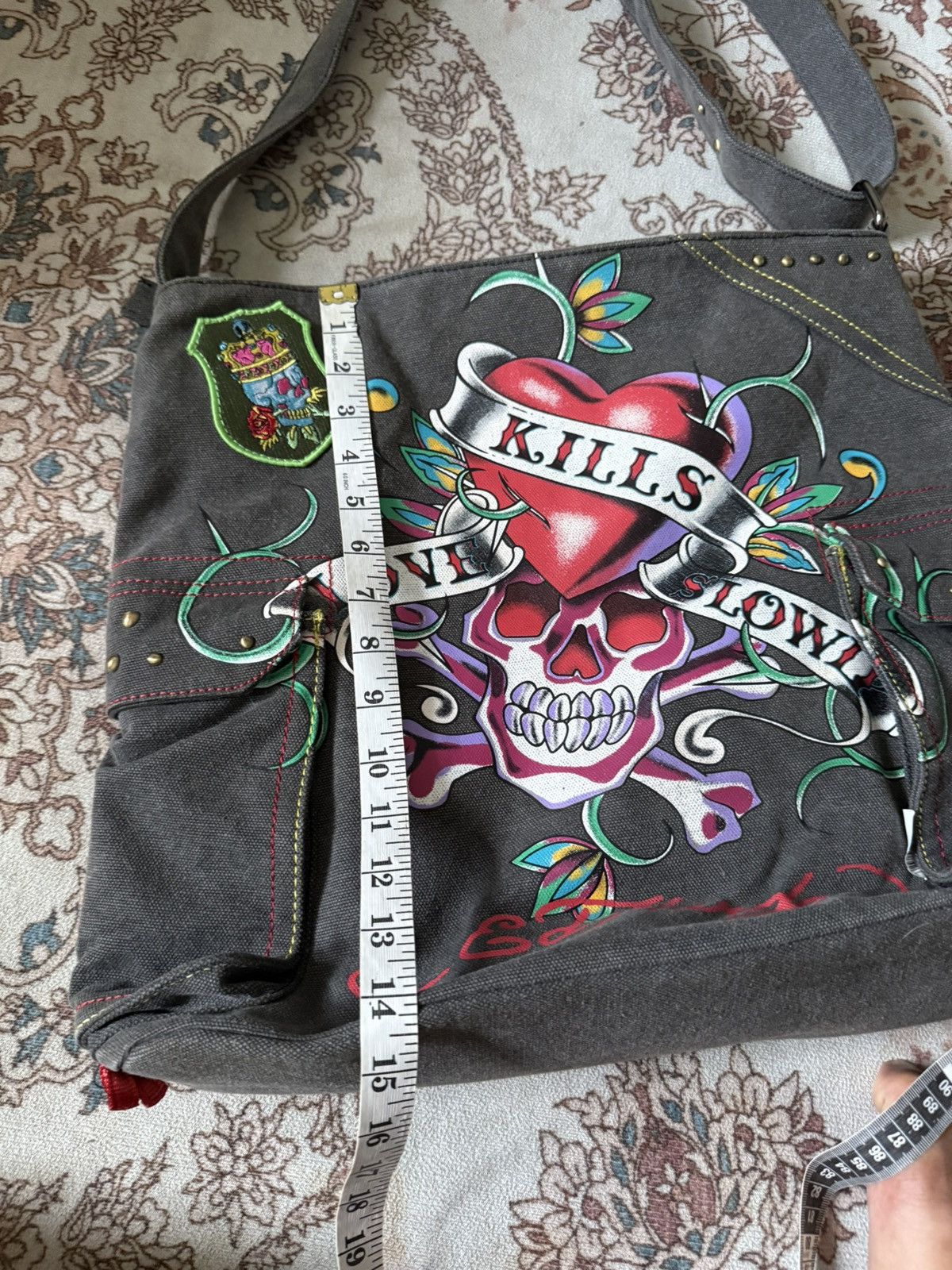 Ed Hardy 2000s Ed hardy Canvas Cotton muktipocket sling bag Size ONE SIZE - 9 Thumbnail