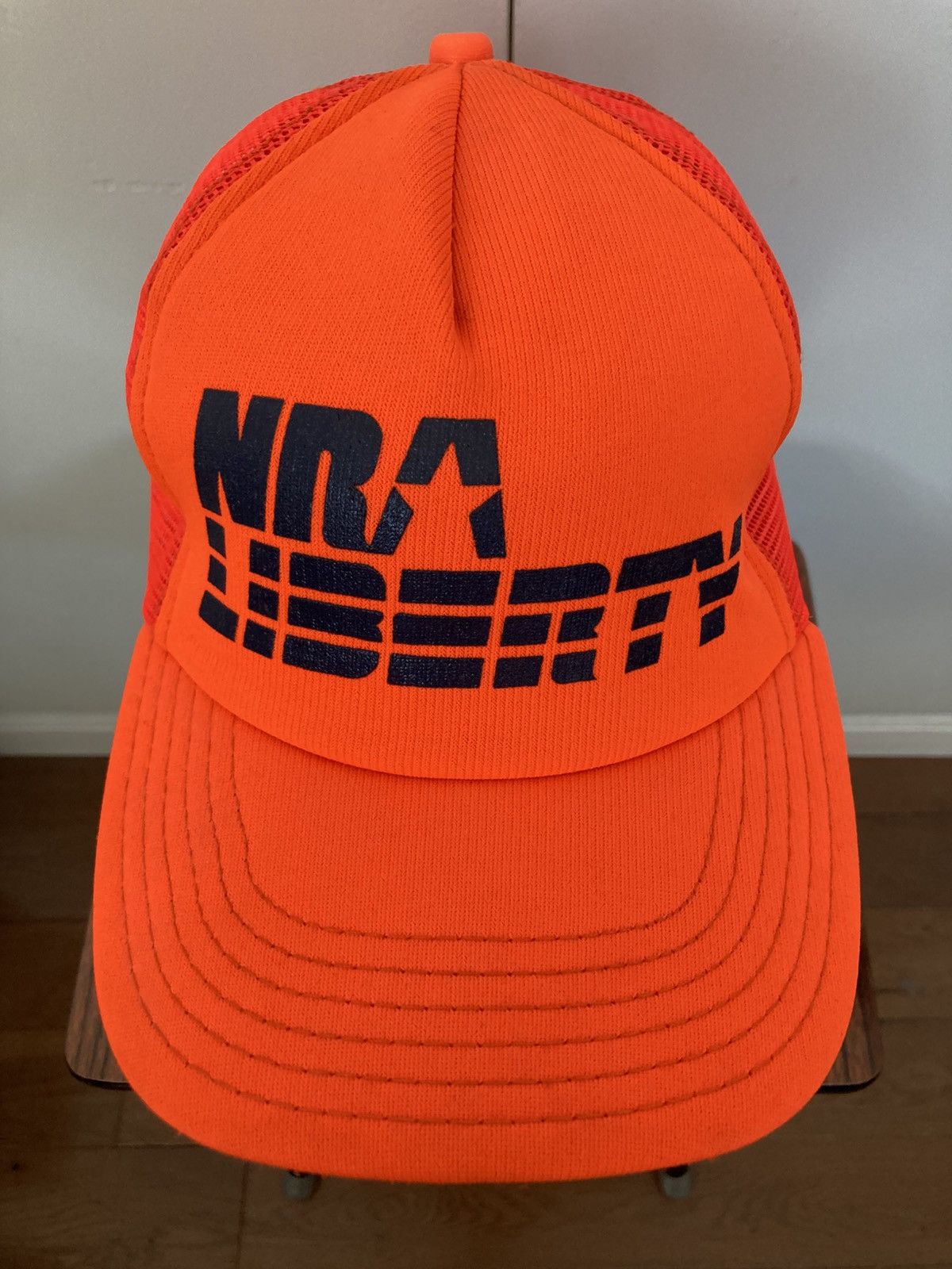 Vintage NRA LIBERTY SNAPBACK HAT CAP TRUCKER MESH NEON ORANGE HUNTER Size ONE SIZE - 4 Thumbnail