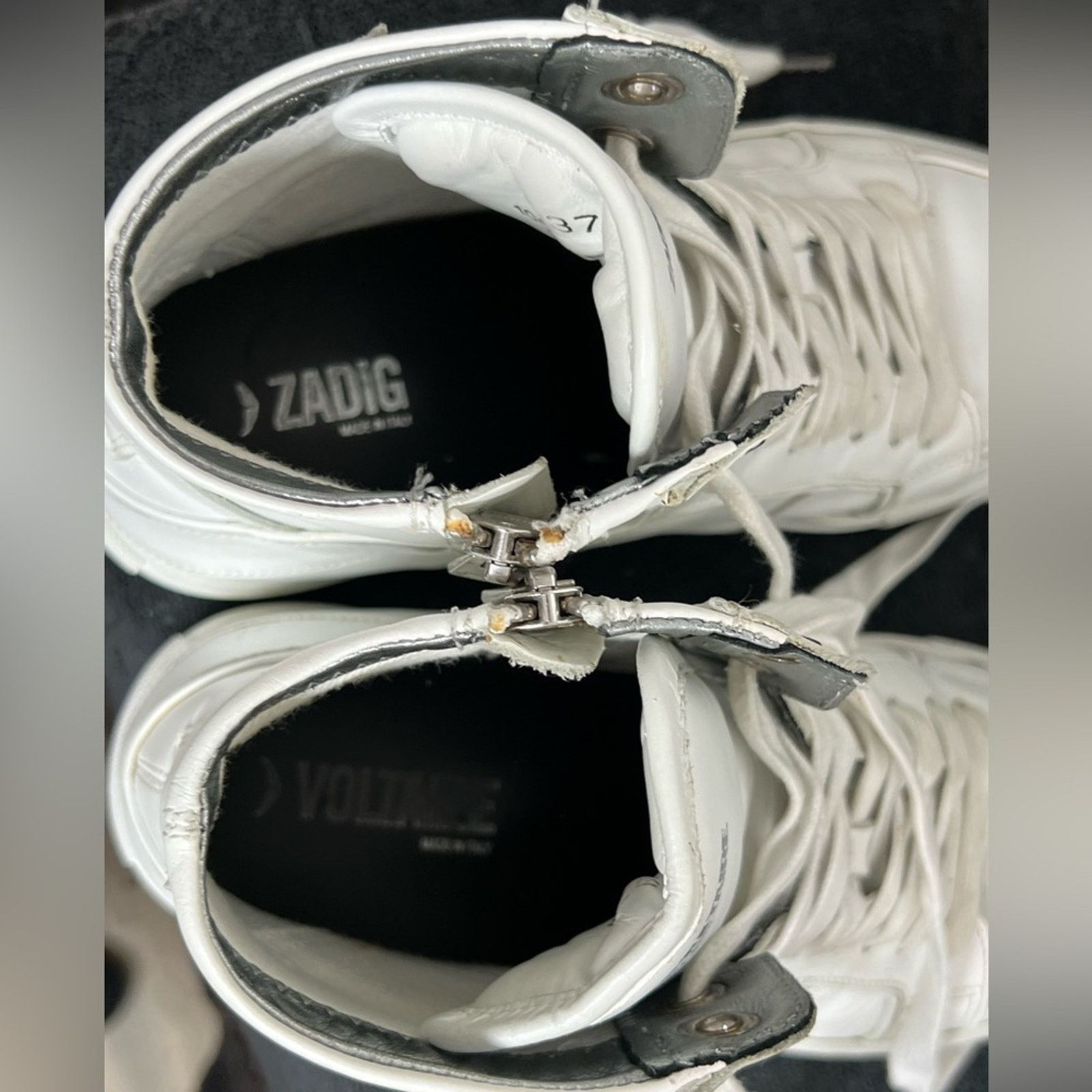 Zadig & Voltaire Size 37 - Zadig & Voltaire High Flash Sneakers White Leather Size US 6.5 / IT 36.5 - 10 Thumbnail