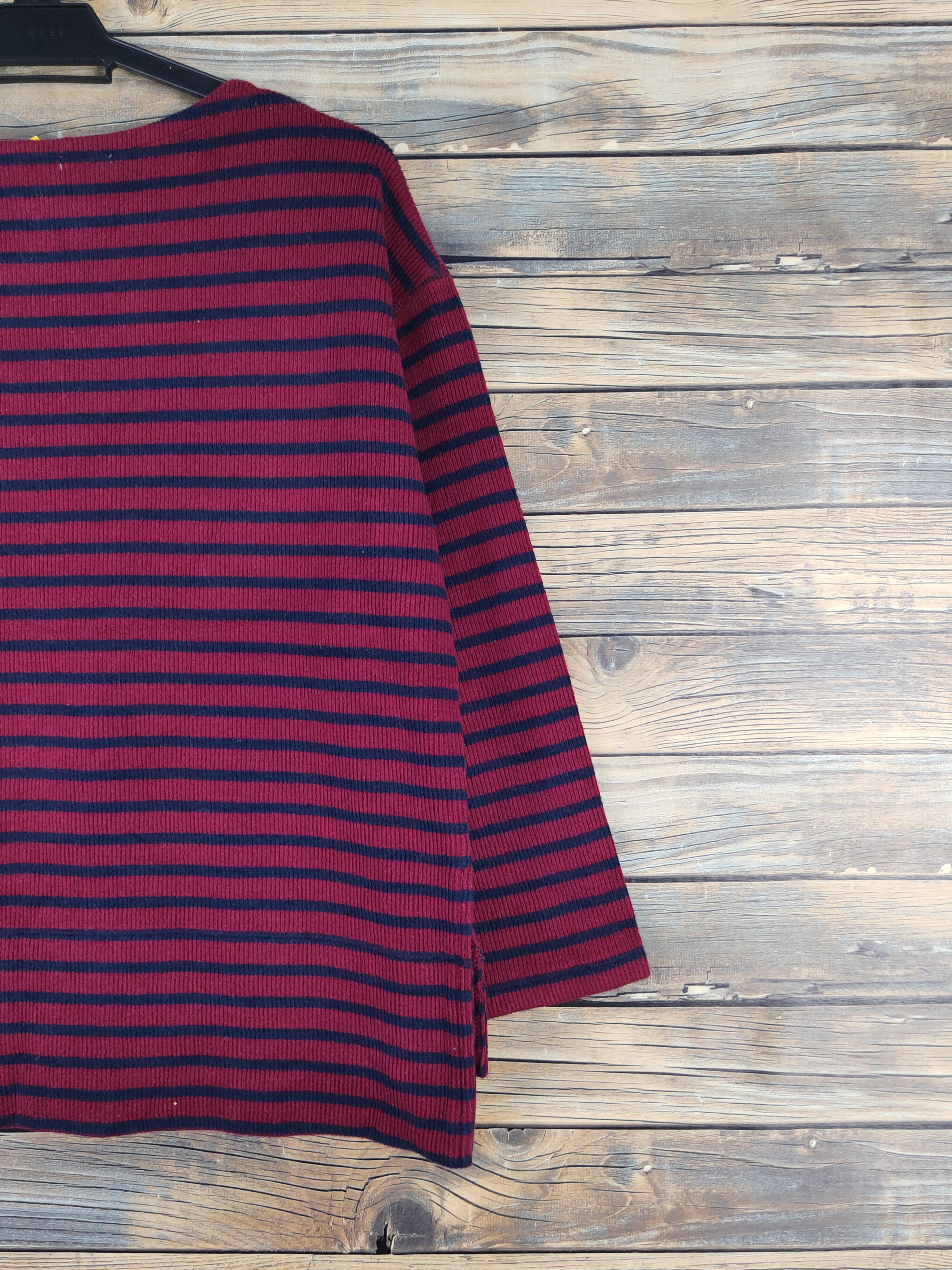 Global Work × Japanese Brand Global Work Navy Red stripe Knitwear Sweatshirts #W1554 Size L / US 10 / IT 46 - 10 Thumbnail