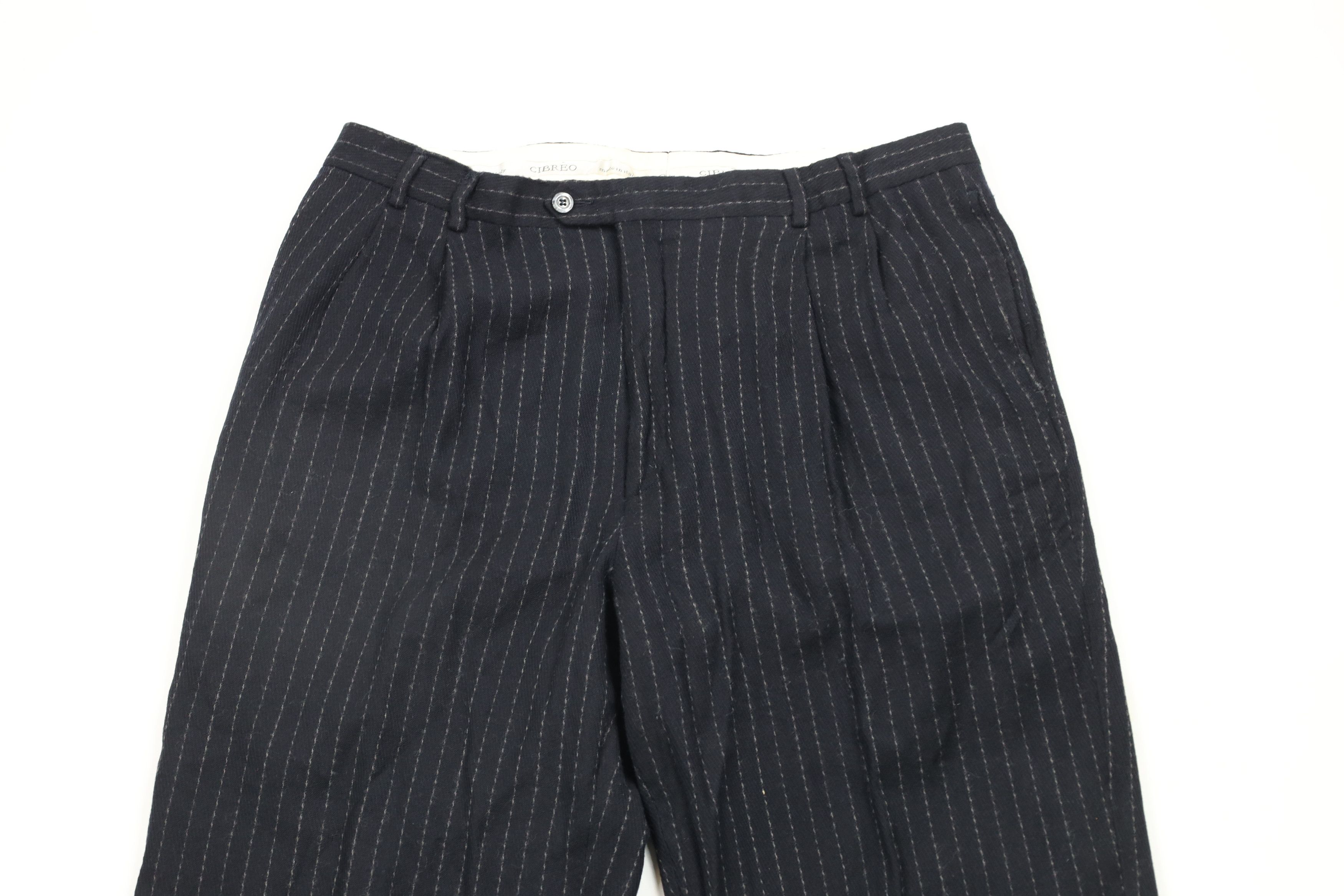 Vintage Vintage 90s Streetwear Striped Pleated Wool Wide Leg Pants Size US 36 / EU 52 - 2 Thumbnail