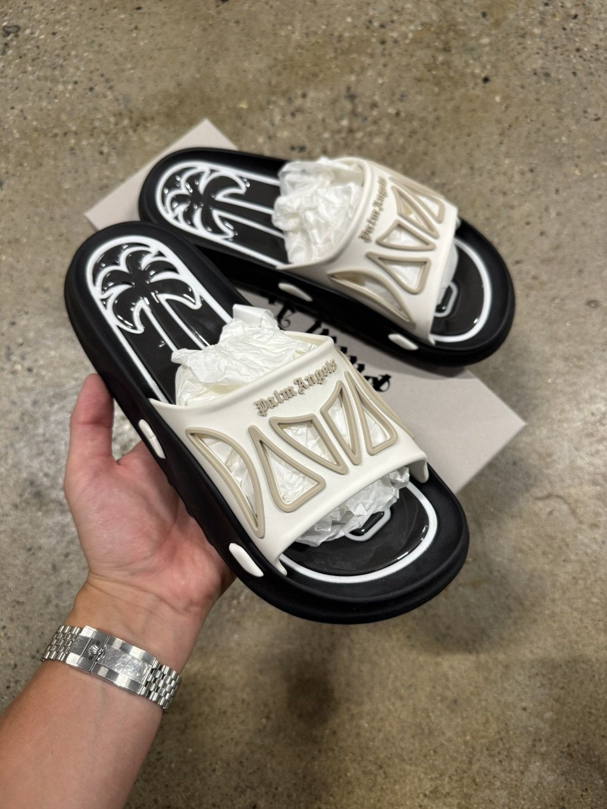 Palm Angels Rubber Slides New 450$ in Black, Men's (Size 10) — image 3 of 6