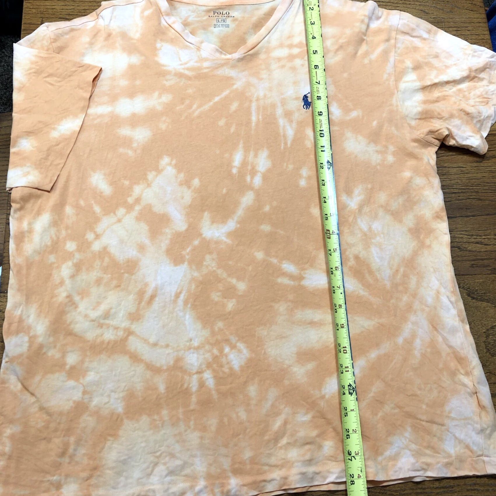 Polo Ralph Lauren VINTAGE Polo Ralph Lauren T-Shirt Shirt L Mens Orange Tie Dye V-Neck Acid Wash Single Stitch Short Sleeve Size US L / EU 52-54 / 3 - 6 Thumbnail