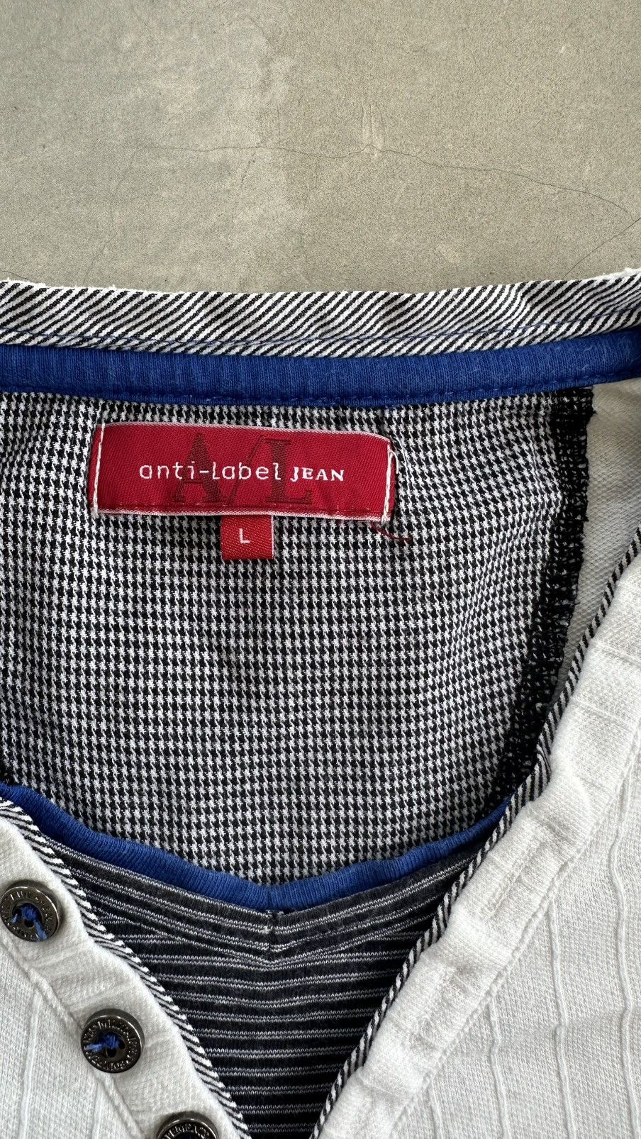 Japanese Brand ANTI-LABEL JEAN LAYERED GRUNGE PLAID INNER DETAIL TEE Size US L / EU 52-54 / 3 - 3 Thumbnail