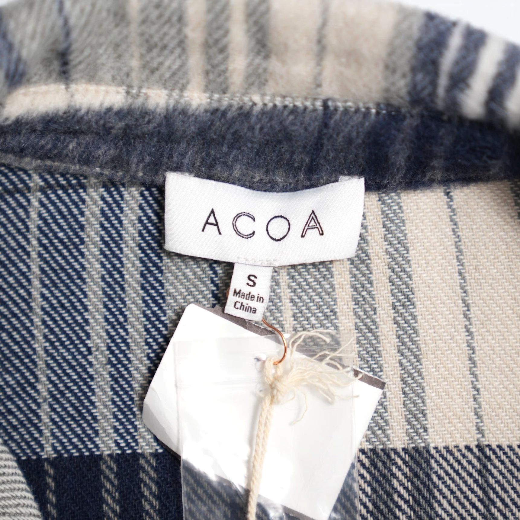 Coach ACOA Oversized Plaid Flannel Shirt Women S Blue NWT Wool Blend Button-Up Casual Long Sleeve Button-Through Shirt Size S / US 4 / IT 40 - 3 Thumbnail