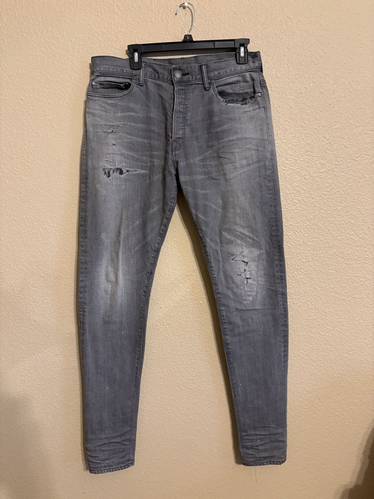 John Elliott John Elliott The Cast 2 Slim Graphite Repaired Jeans Size US 34 / EU 50 - 1 Thumbnail