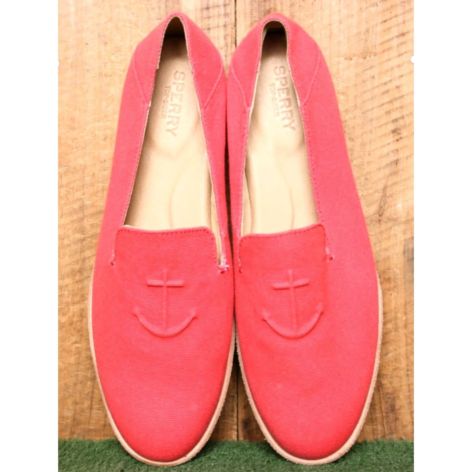 Sperry VINTAGE Sperry Seaport Levy Red Canvas Slip On Nautical Loafers Womens 9.5 Size 9.5 Slip On Navy? Size US 10 / IT 40 - 4 Thumbnail
