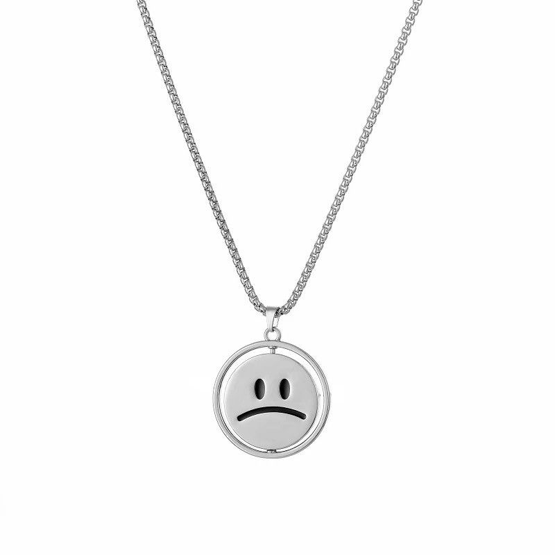 Jewelry Two Side Smile Sad Face Necklace Size ONE SIZE - 2 Thumbnail