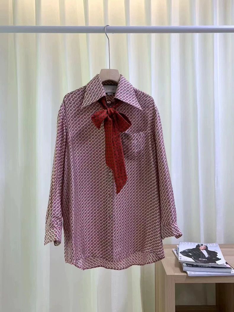 Gucci Gucci Silk horseshoe printed long-sleeved shirt 2501-Nextar Size US XXS / EU 40 - 6 Thumbnail
