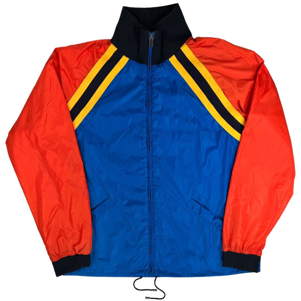 image of Gucci Size XL Track Jacket Blue Orange Tiger Logo Windbreak, Men's