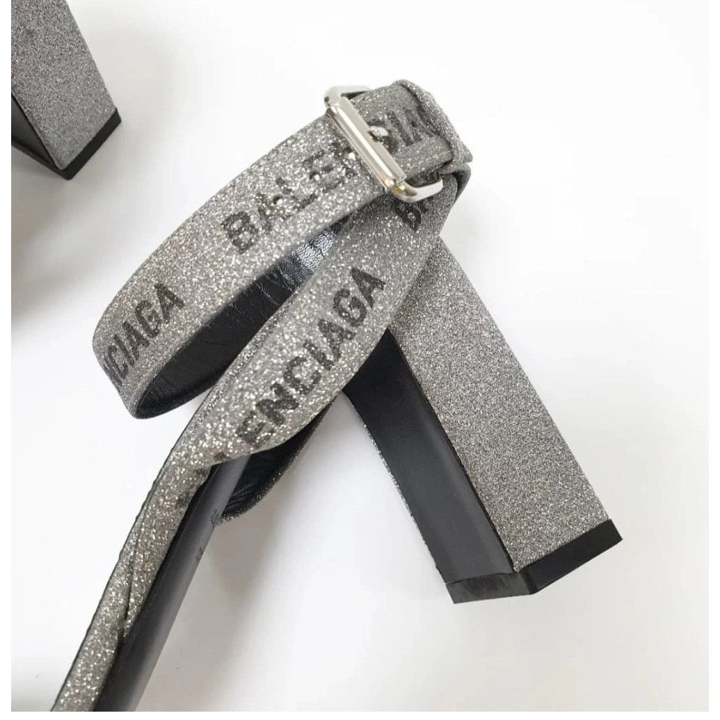 Balenciaga Balenciaga Round Glitter Logo Sandals Sz.38 Size US 7 / IT 37 - 6 Thumbnail