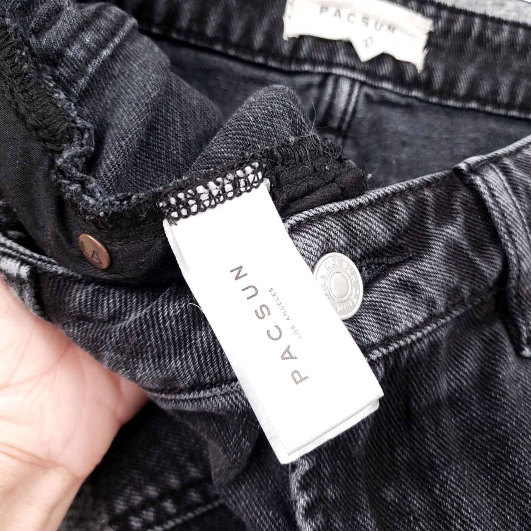 Pacsun PacSun Skirt Womens Black 27 Distressed Denim A Line Mini Dark Wash Jean Zip Fly Size 27" / US 4 / IT 40 - 7 Thumbnail
