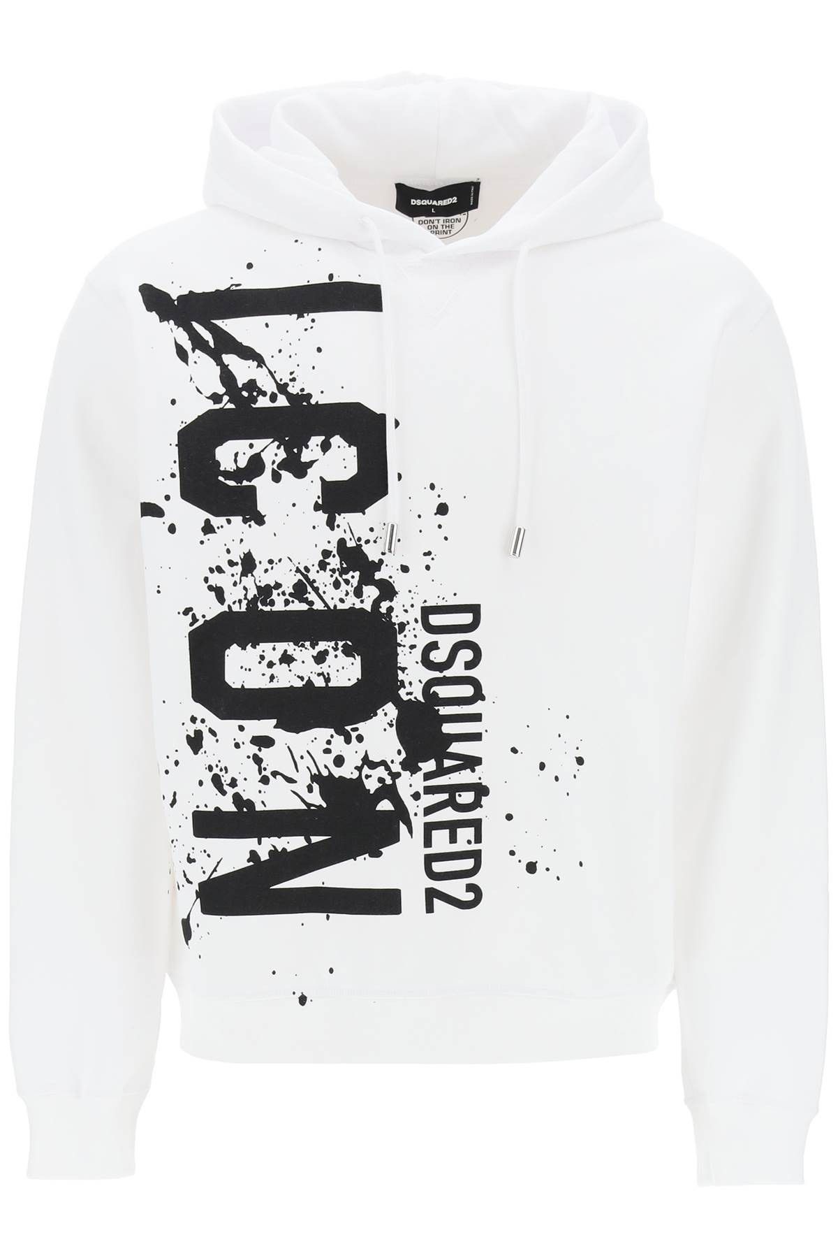 image of Dsquared2 Cool Fit Hoodie With Icon Splash Print in White, Men's (Size XL)