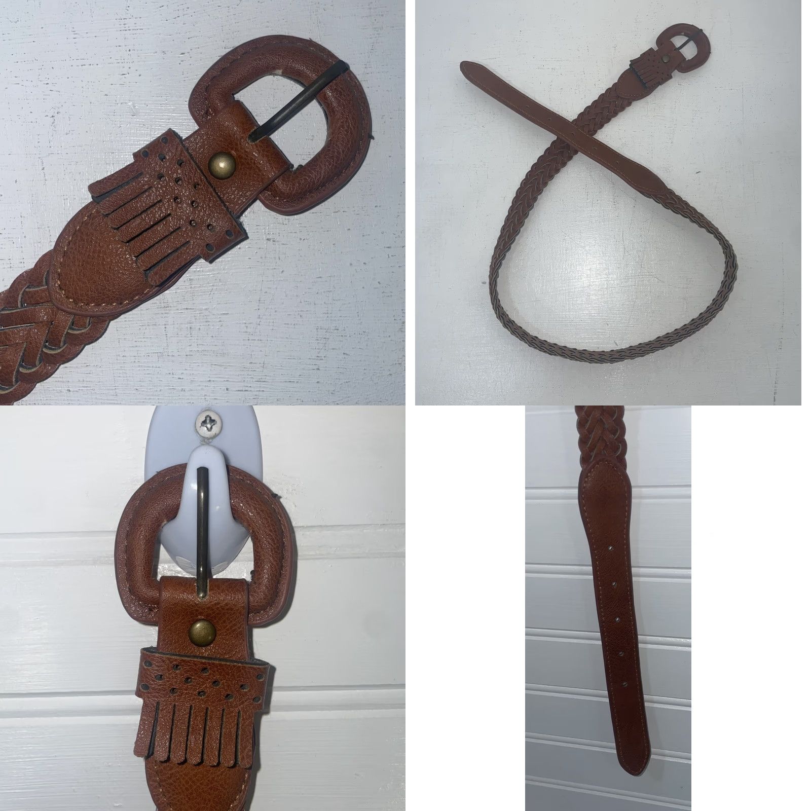 Vintage Women’s Belt Braided Brown Leather 36.5 Inches Womens Belt Brown Leather Braided 36.5 Inches Size ONE SIZE - 11 Thumbnail