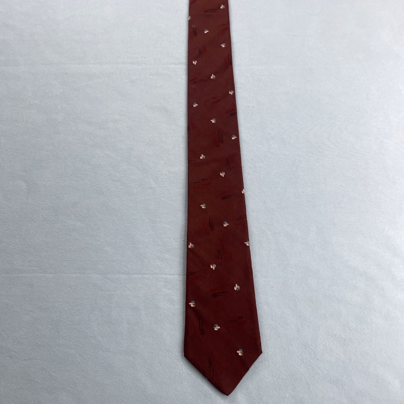 Les Hommes Pour Les Hommes Mervyn's Tie vtg 80s Woven Silk Necktie ArtDeco MCM Dot Red 3x57 Size ONE SIZE - 4 Thumbnail