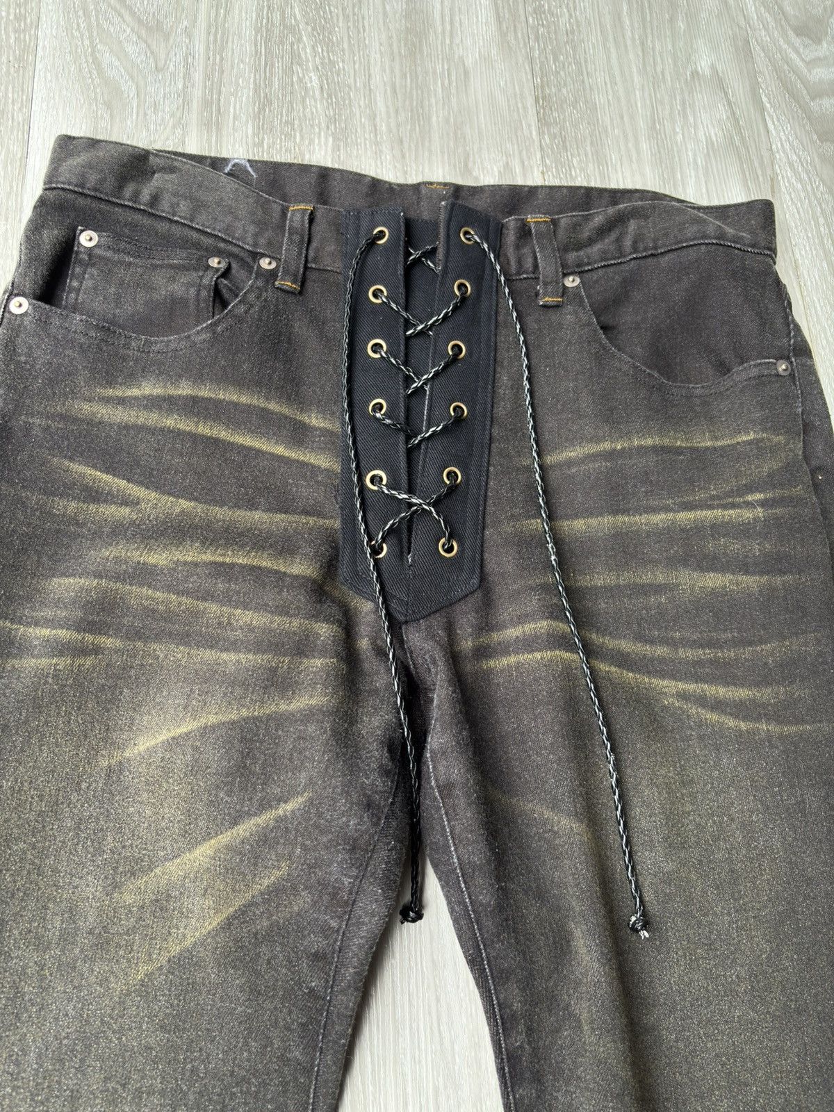 Japanese Brand MELROSE lace-up flare jeans Size US 31 - 2 Thumbnail