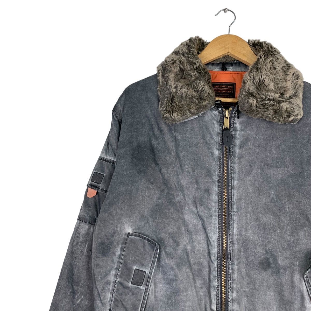 Vintage Be-J Snow Washed Fur Neck MA1 Flight Jacket #1057-C48 Size US L / EU 52-54 / 3 - 6 Thumbnail