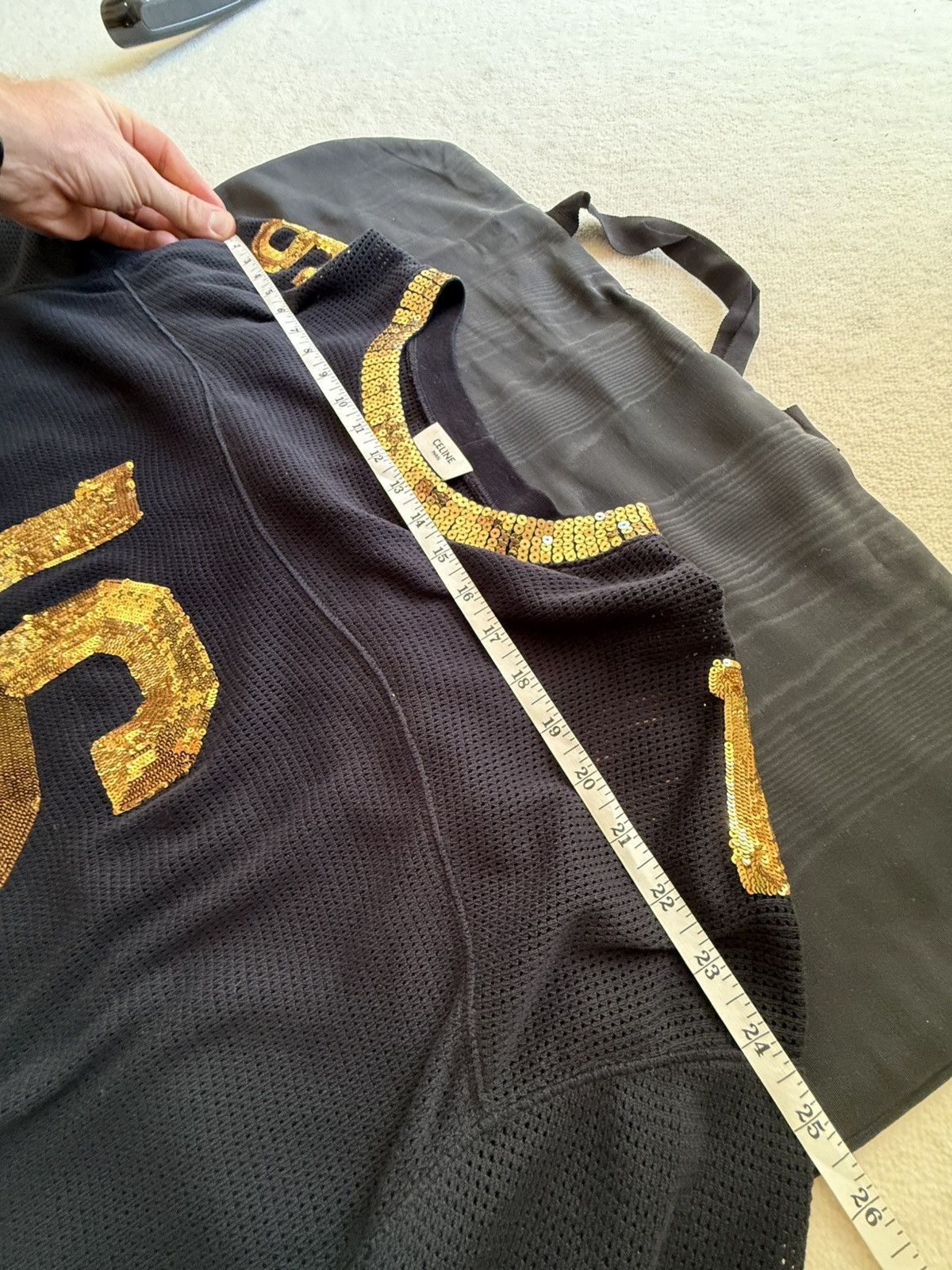 Celine $1.74k SS23 Celine 16 black gold sequin logo jersey t shirt Size US S / EU 44-46 / 1 - 7 Thumbnail