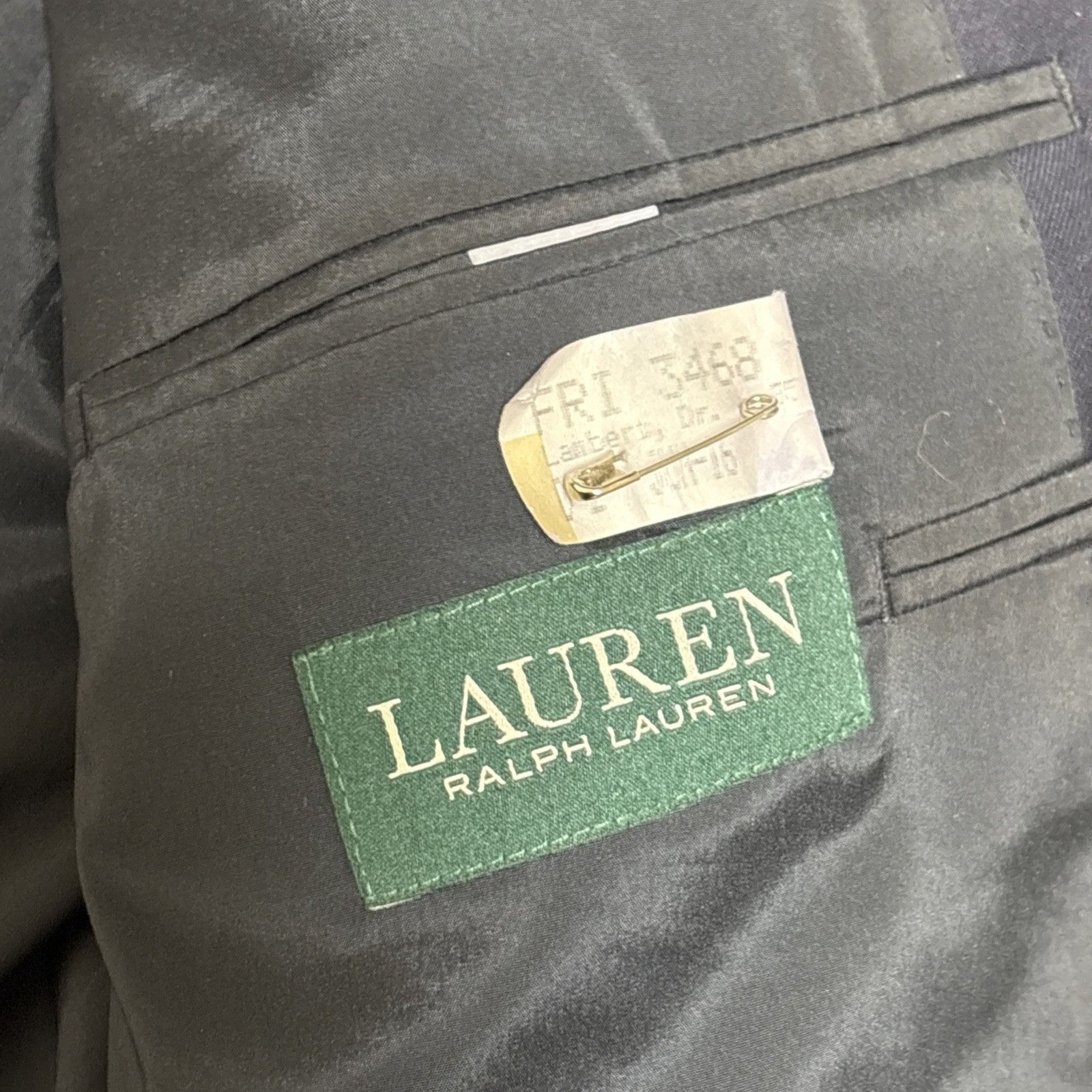 Ralph Lauren Gold Button Blue Wool Twill Blazer Mens 48R Spo
