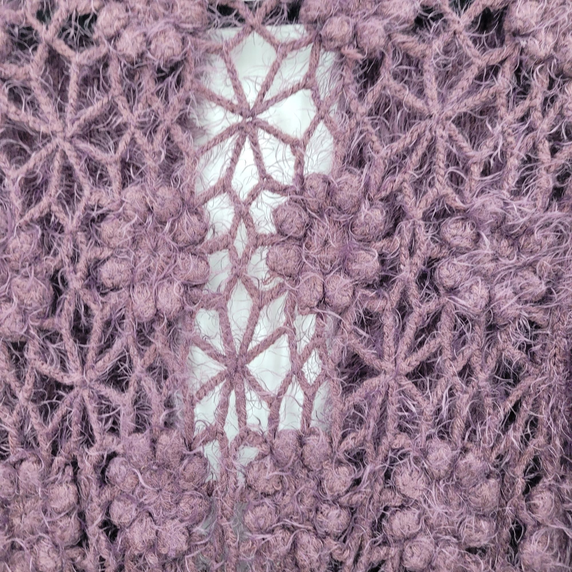 Vintage Eyelash Purple Crochet Tunic Cardigan Coatigan M Chic A-line Size M / US 6-8 / IT 42-44 - 2 Thumbnail
