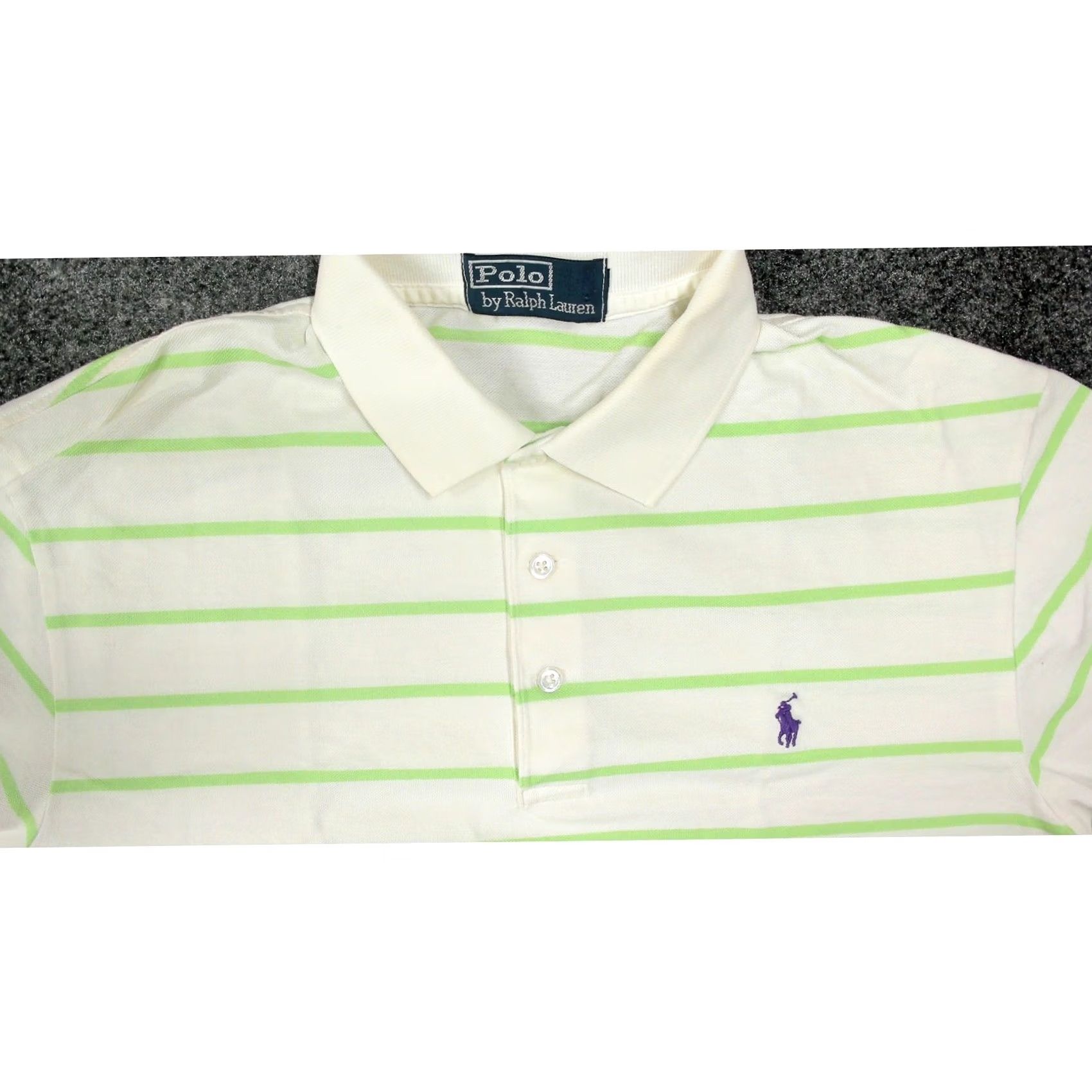 Polo Ralph Lauren Polo Ralph Lauren Striped Polo Shirt White Lime Green Purple Pony Y2K Mens Large Size US L / EU 52-54 / 3 - 7 Thumbnail