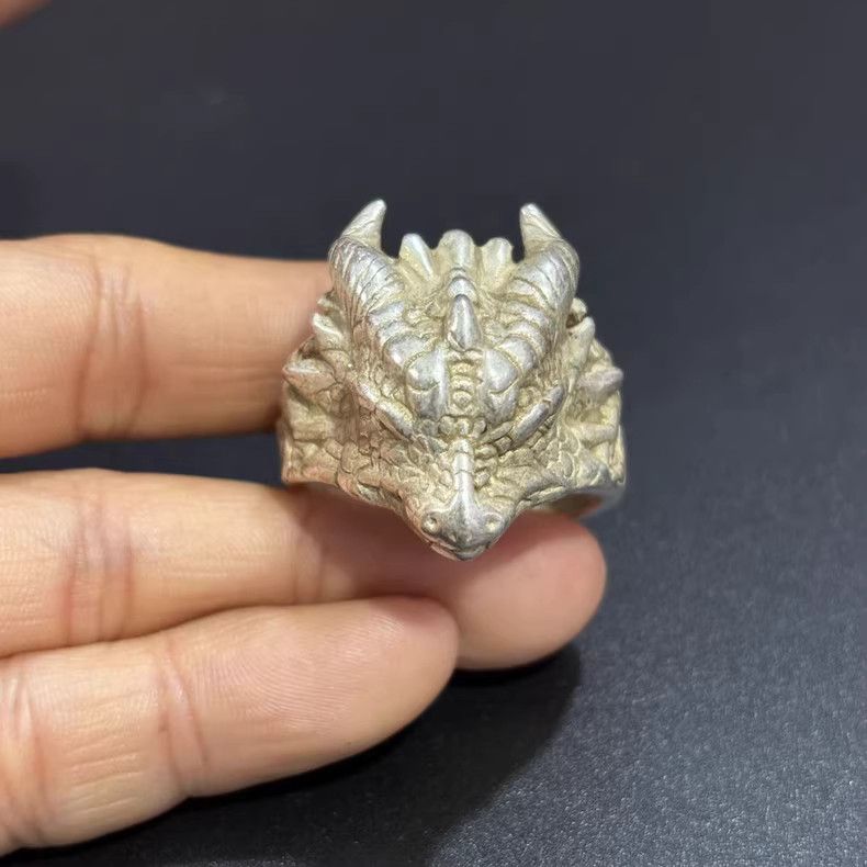 VIBE Chrome Dragon Silver Ring Vintage Rings🔥🔥🔥 Size ONE SIZE - 6 Thumbnail