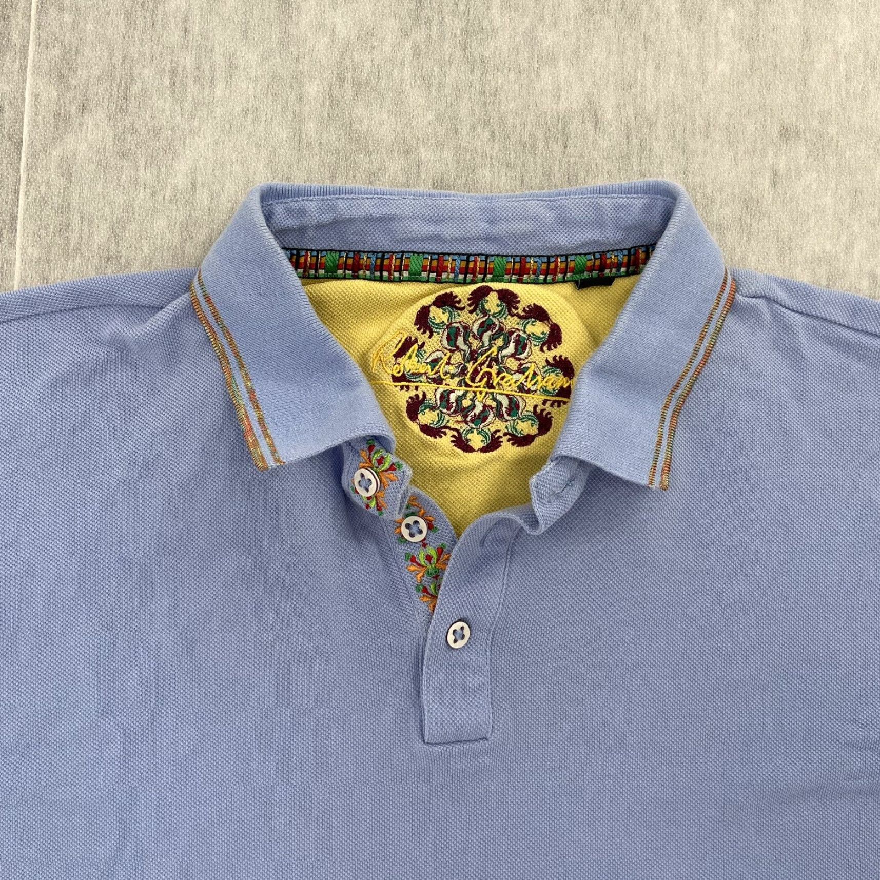 Robert Graham Robert Graham Blue Polo Shirt Adult XL Colorful Collar Pima Cotton Casual Mens Size US XL / EU 56 / 4 - 3 Thumbnail