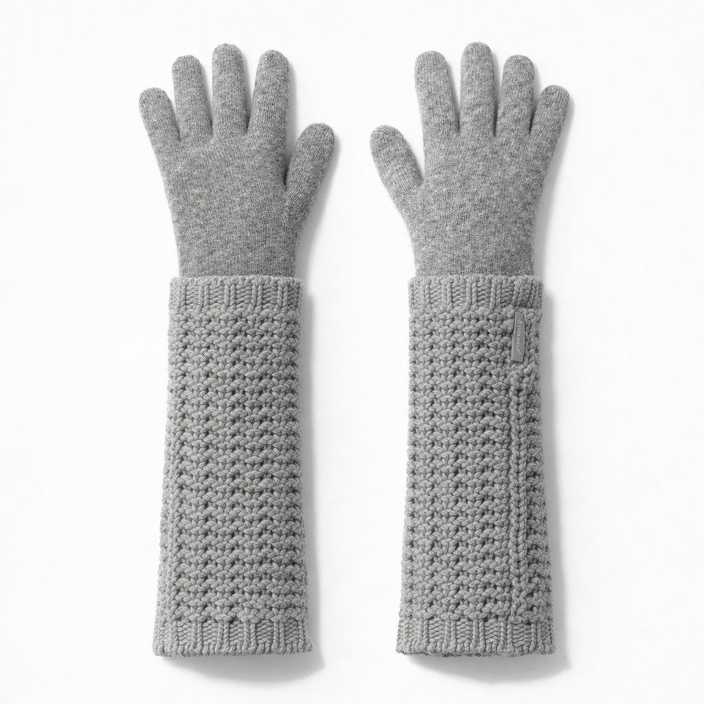 Moncler Moncler Knit Gloves Cashmere / Wool Gray Ledies Size ONE SIZE - 1 Thumbnail