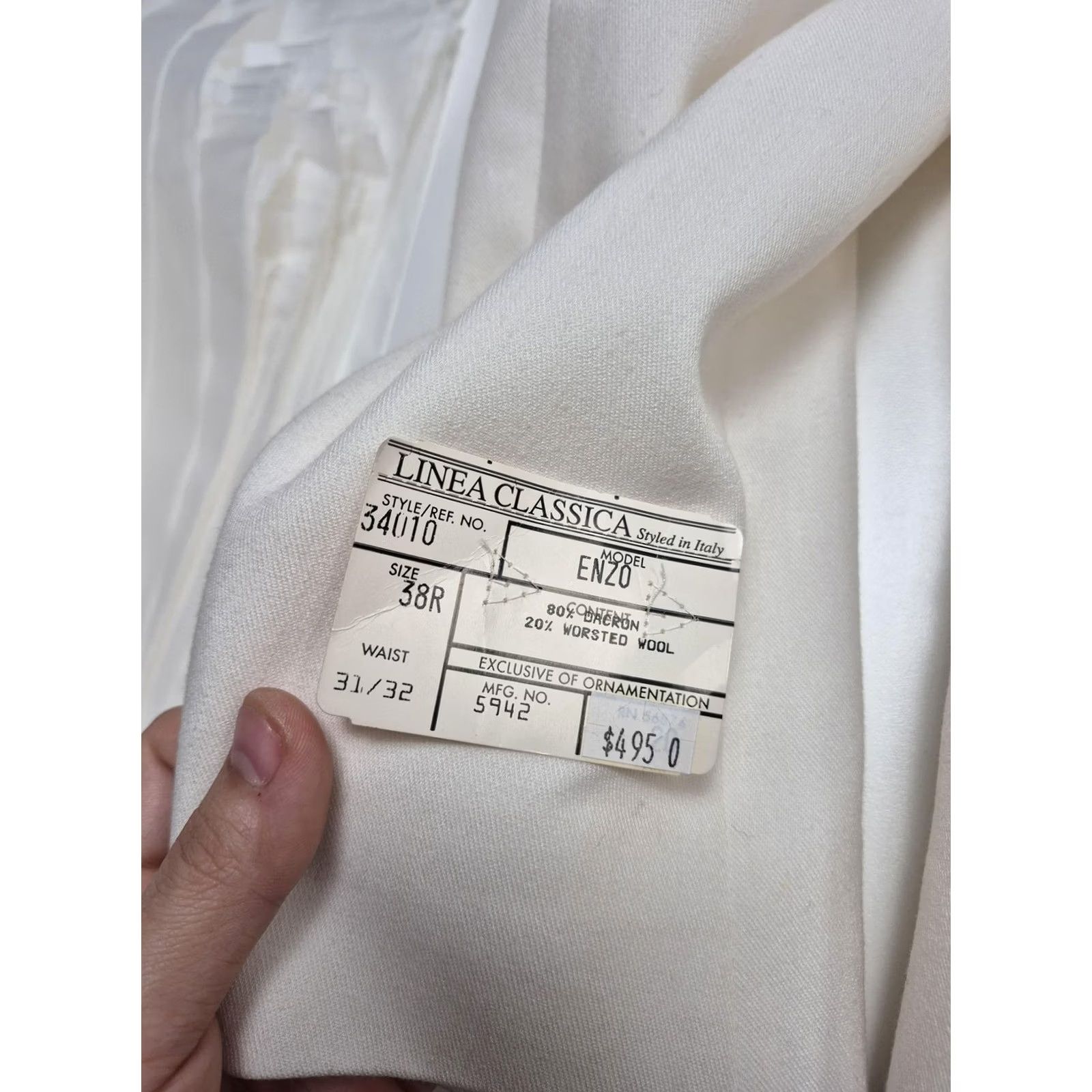 Doublet Linea Classica Suit Mens 38R White Poly Wool Double Breasted 2 Piece 30x36 NWT Size 38R - 6 Thumbnail