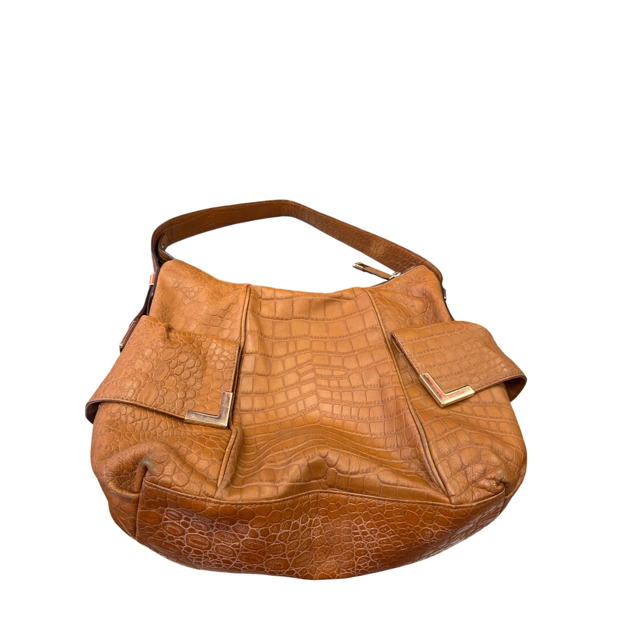 Michael Kors Michael Kors wms brown croc embossed leather shoulder hobo b Size ONE SIZE - 6 Thumbnail