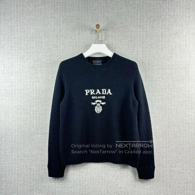 Prada Prada Black Wool Logo Knit Sweater for Men. Size US M / EU 48-50 / 2 - 1 Thumbnail