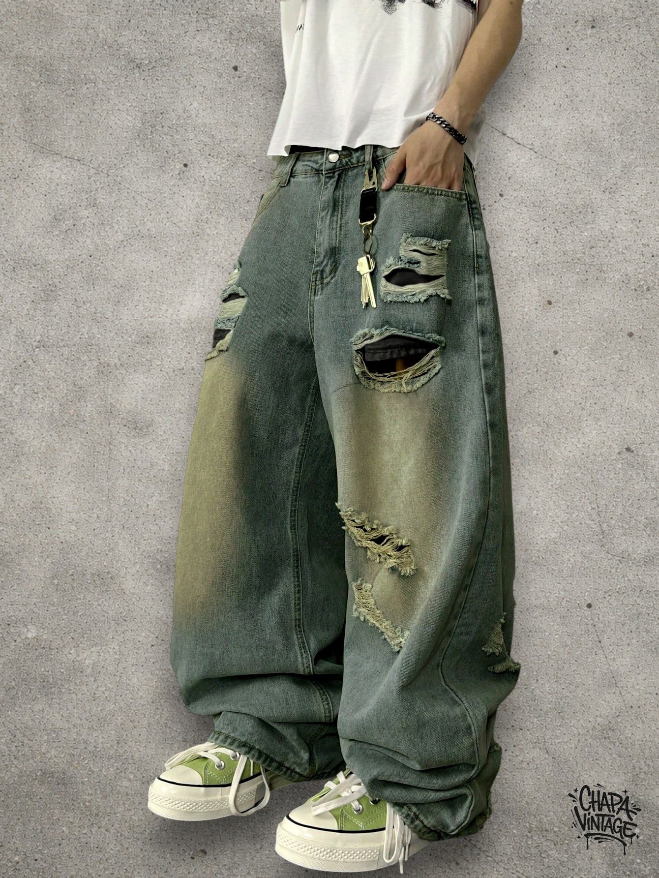 Vintage Distressed washed jeans Size US 32 / EU 48 - 2 Thumbnail