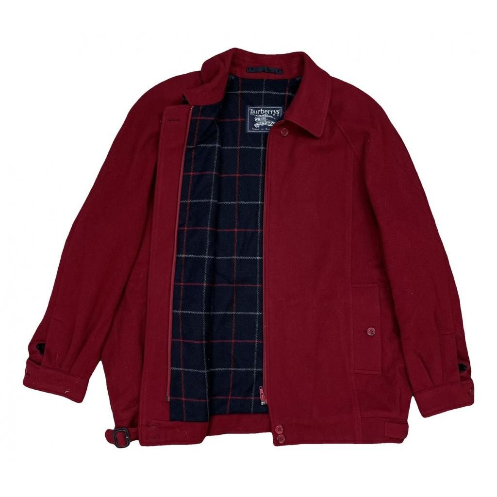 image of Burberry Wool Full Pattern Jacket in Red, Women's (Size XL)