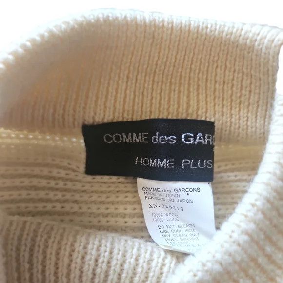 Comme des Garcons Homme Plus White Wool Pullover Sweater Size US L / EU 52-54 / 3 - 4 Thumbnail